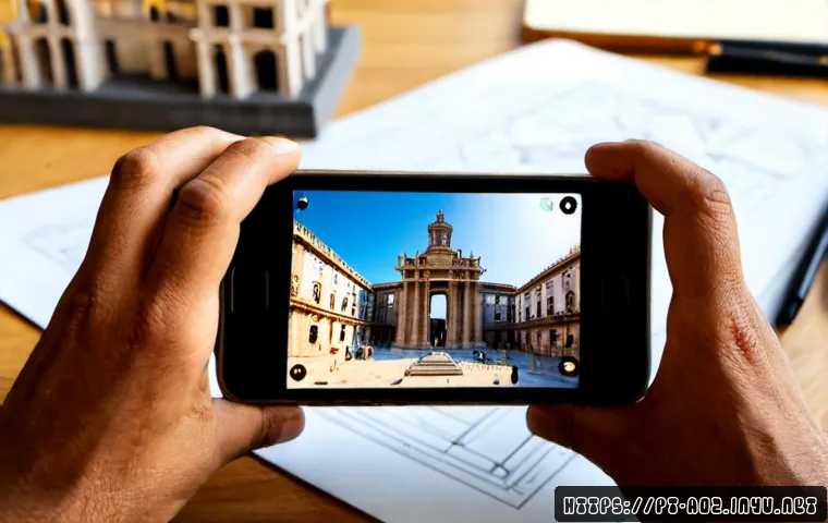 에이지오브제트 랜드마크 건설법 - Photorealistic mobile strategy game inspired city-building scene, a confident adult player’s hands h...