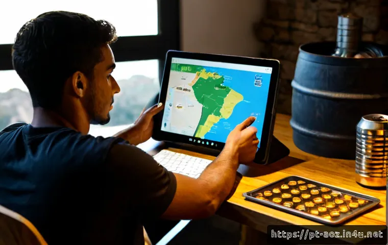 Home 15 에이지오브제트 자원 획득 루트 - Photorealistic Brazilian mobile strategy gamer at a clean home desk, studying a tablet displaying a ...
